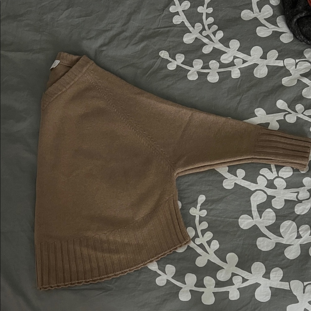 Women's V-Neck Sweater - Brown - Picture 2 of 5